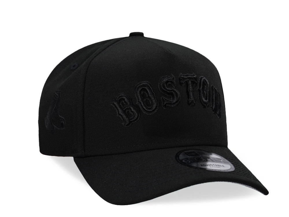 New Era Boston Red Sox Black On Black 9Forty A Frame Snapback Gorra