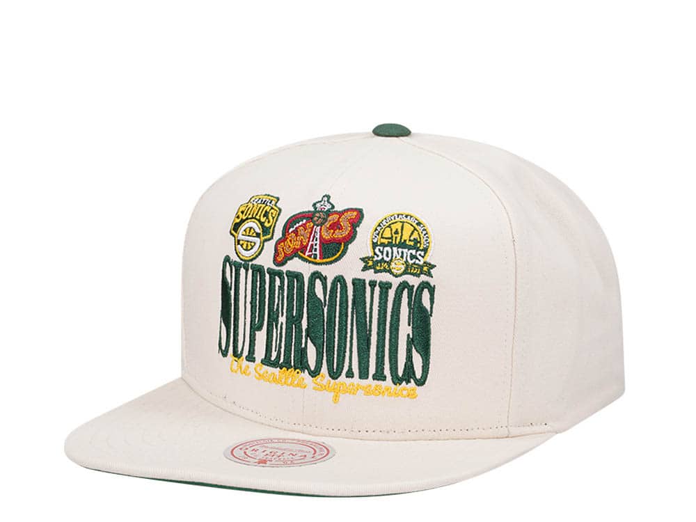 Mitchell & Ness Seattle Supersonics Reframe Retro Off White Snapback Gorra