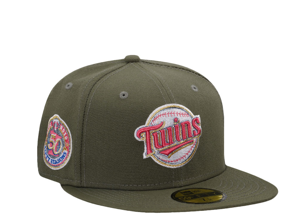 New Era Minnesota Twins 50 Seasons Olive Metallic Edition 59Fifty Fitted Gorra