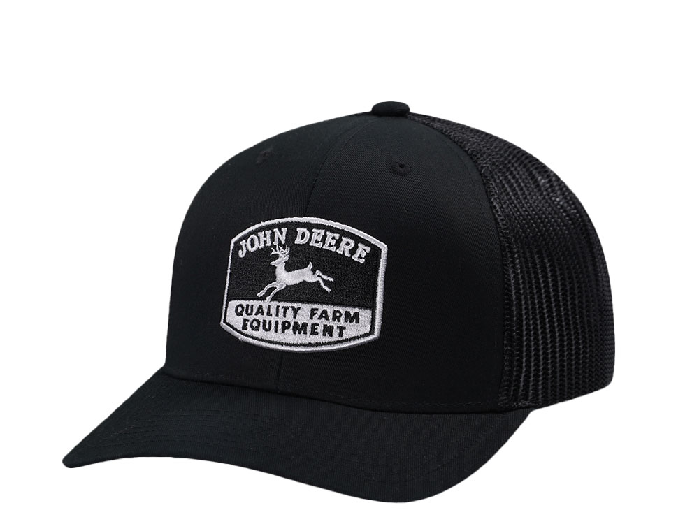 John Deere Quality Farm Black Trucker Snapback Gorra