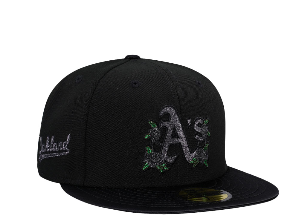 New Era Oakland Athletics Black Satin Brim Edition 59Fifty Fitted Gorra