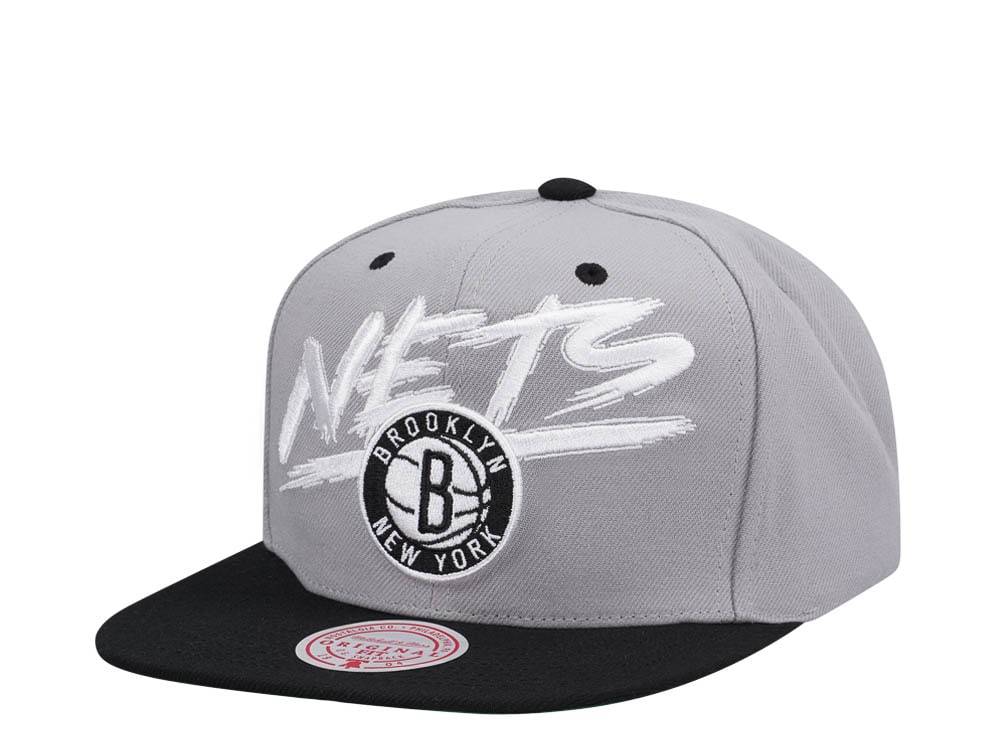 Mitchell & Ness Brooklyn Nets Transcript Gray Two Tone Snapback Gorra