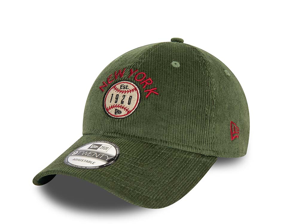 New Era Logo Cord Dark Green 9Twenty Strapback Gorra