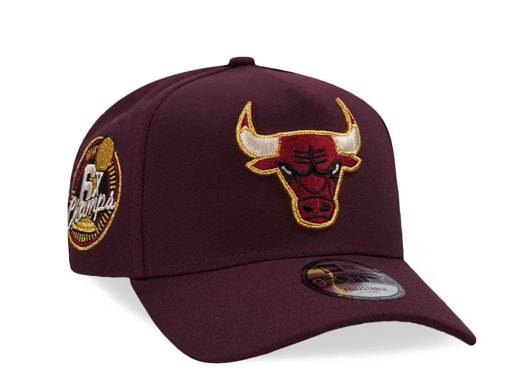 New Era Chicago Bulls 6x Champs Maroon Prime Edition 9Forty A Frame Snapback Gorra