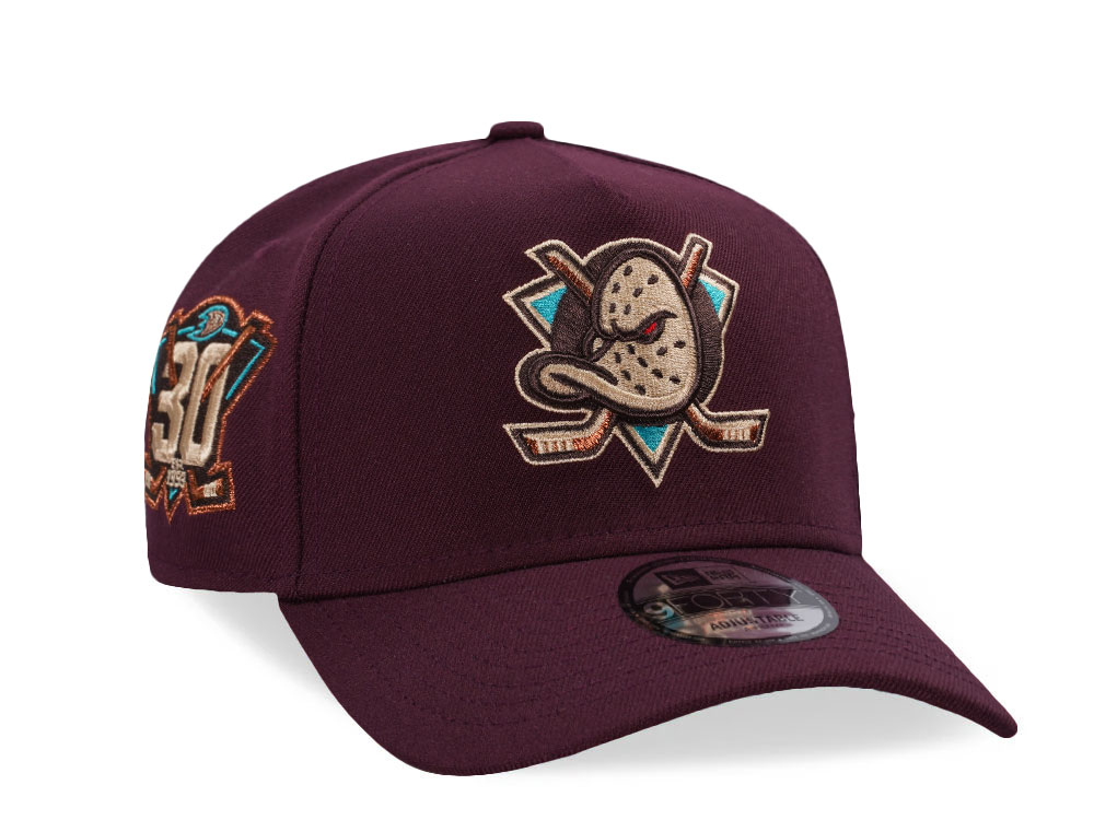 New Era Anaheim Ducks 30th Anniversary Maroon Prime Edition 9Forty A Frame Snapback Gorra