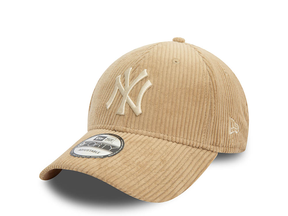 New Era New York Yankees Beige Cord 9Forty Strapback Gorra