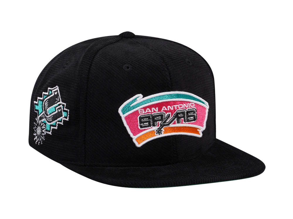 Mitchell & Ness San Antonio Spurs Black Cord Hardwood Classic Snapback Cap