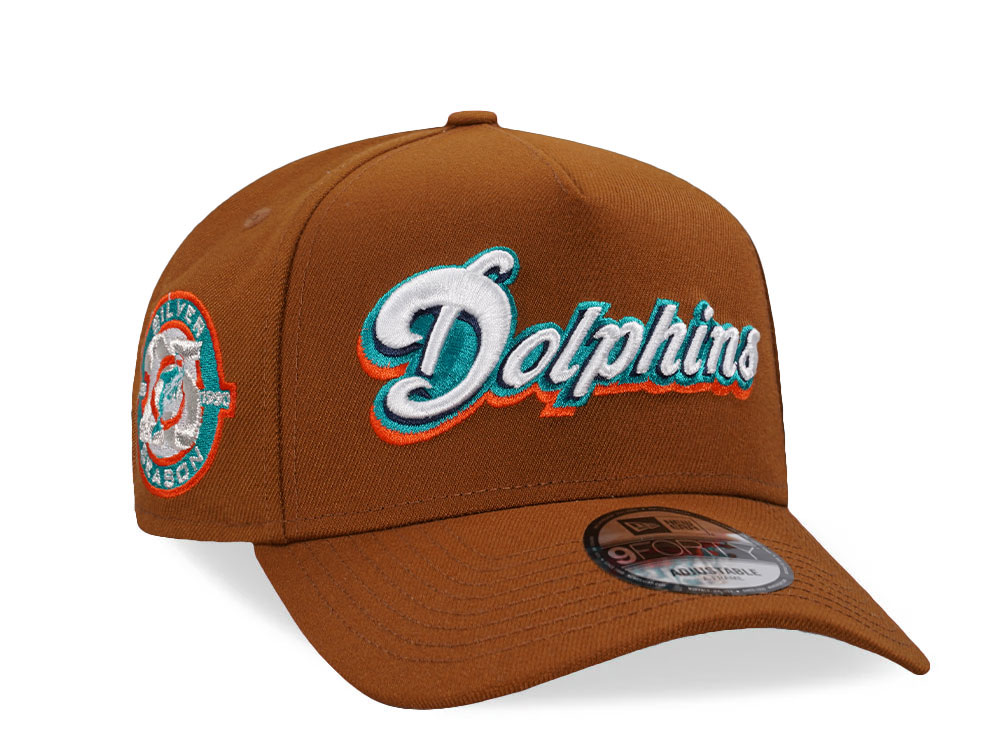 New Era Miami Dolphins 25th Anniversary Bourbon Prime Edition 9Forty A Frame Snapback Gorra