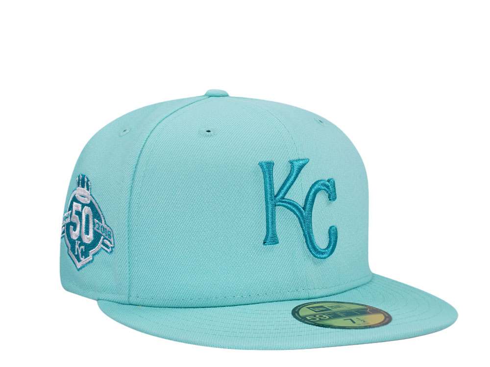 New Era Kansas City Royals 50th Anniversary Teal Edition 59Fifty Fitted Gorra TOPPERZSTORE.MX