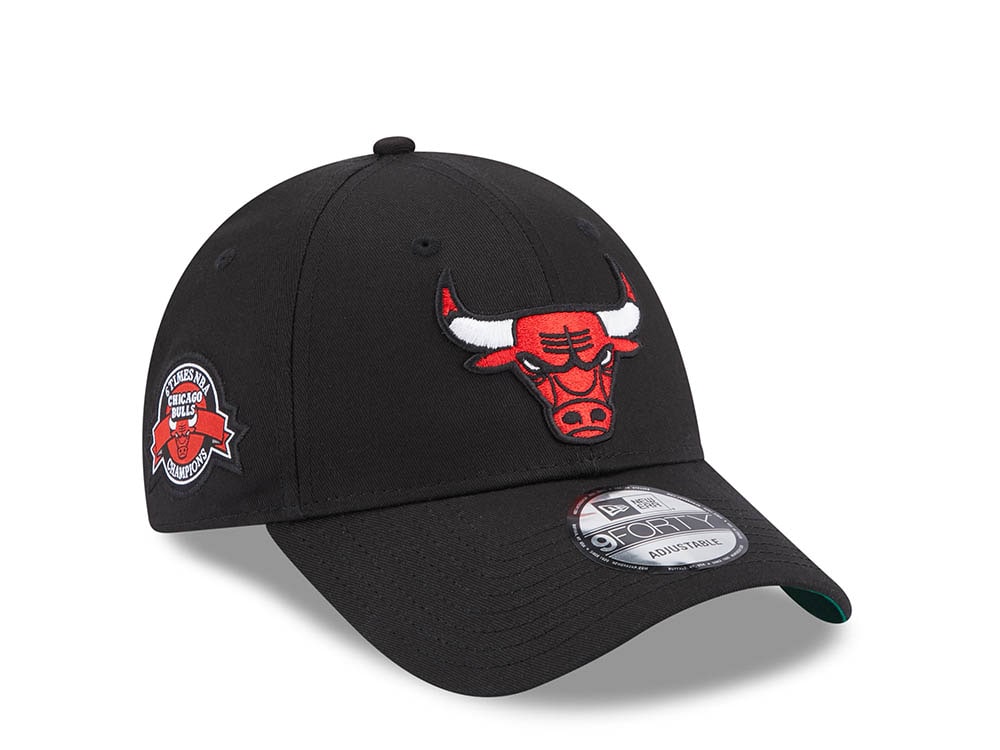 New Era Chicago Bulls 6 Times NBA Champions Black Throwback 9Forty Strapback Gorra