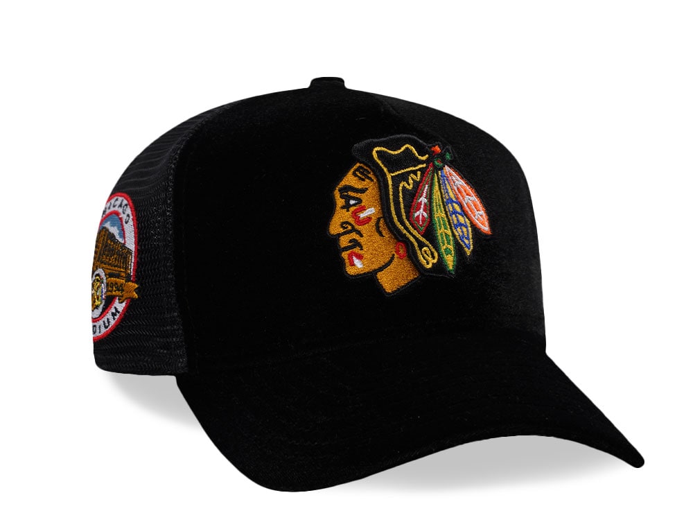 New Era Chicago Blackhawks Stadium Patch Velvet Trucker Edition 9Forty A Frame Snapback Gorra