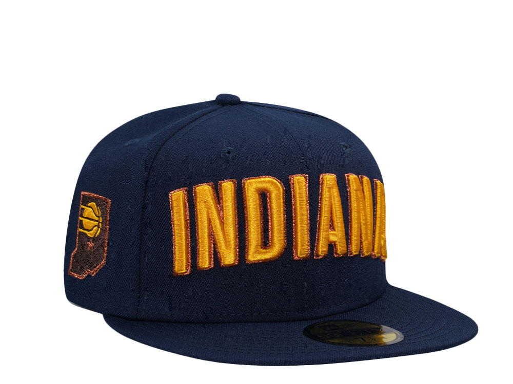 New Era Indiana Pacers Oceanside Blue Script Prime Edition 59Fifty Fitted Gorra