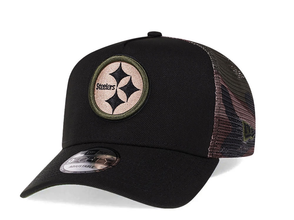 New Era Pittsburgh Steelers Camo 9Forty A Frame Trucker Snapback Gorra