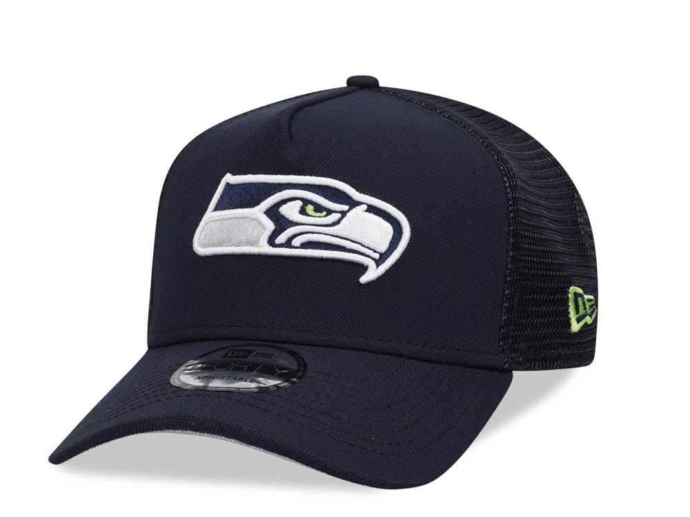 New Era Seattle Seahawks Navy 9Forty A Frame Trucker Snapback Gorra