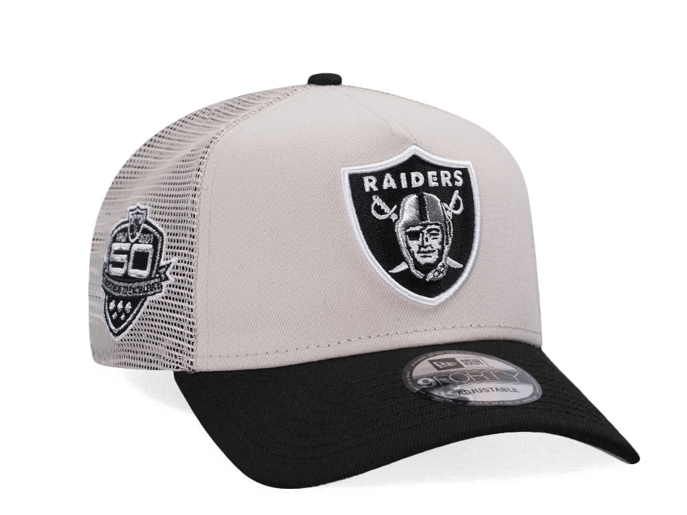 New Era Las Vegas Raiders 50th Anniversary Chrome Two Tone Edition A Frame Trucker Snapback Gorra