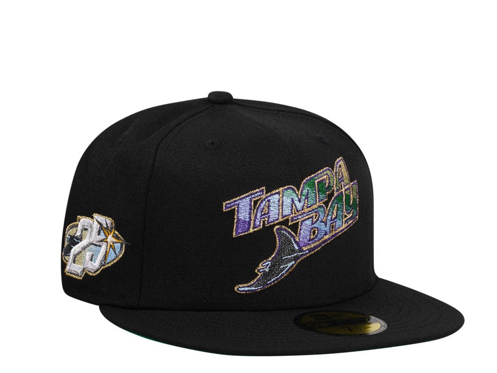 New Era Tampa Bay Rays 25th Anniversary Black Gold Throwback Edition 59Fifty Fitted Gorra