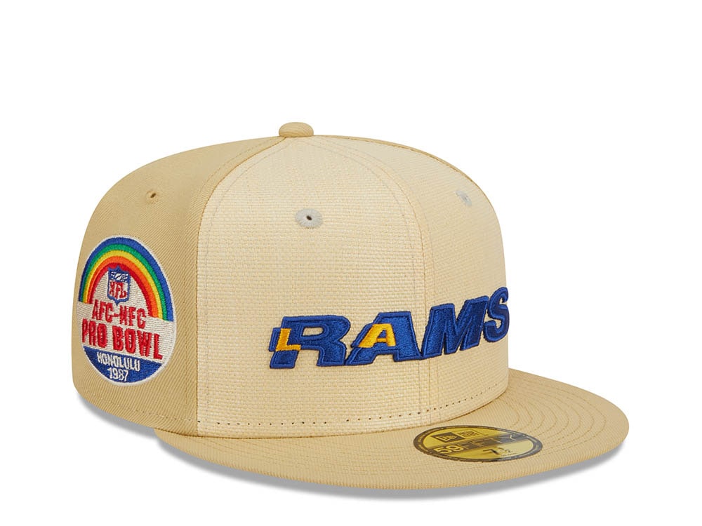 New Era Los Angeles Rams Pro Bowl Honolulu 1987 Raffia Front Vegas Gold Edition 59Fifty Fitted Gorra