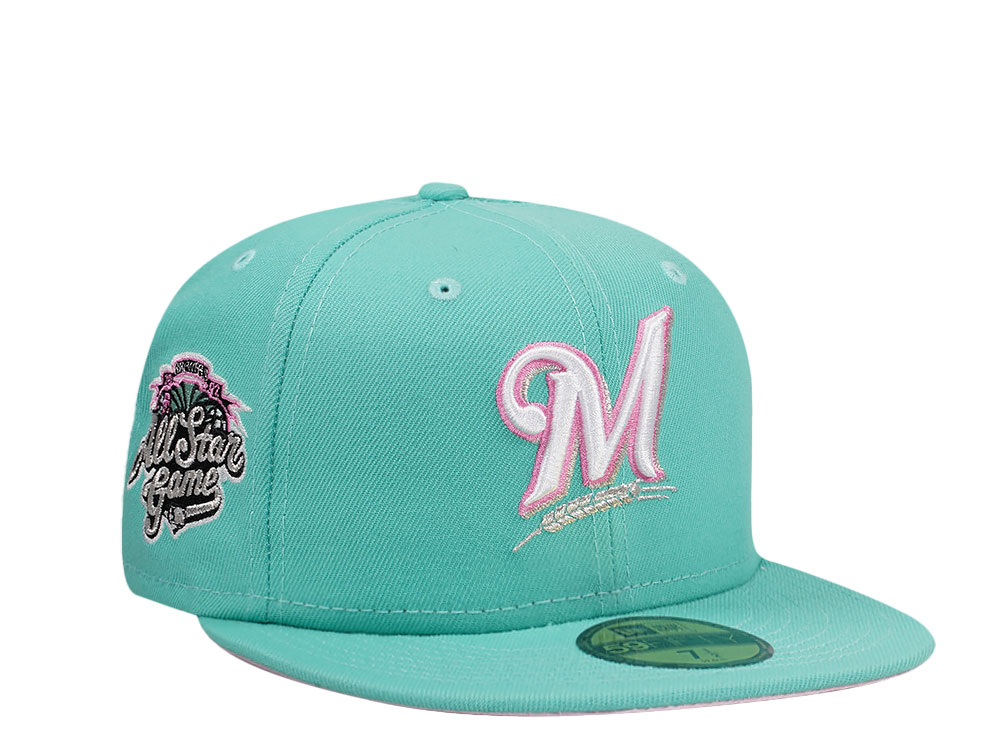 New Era Milwaukee Brewers All Star Game 2002 Teal Pink Edition 59Fifty Fitted Gorra