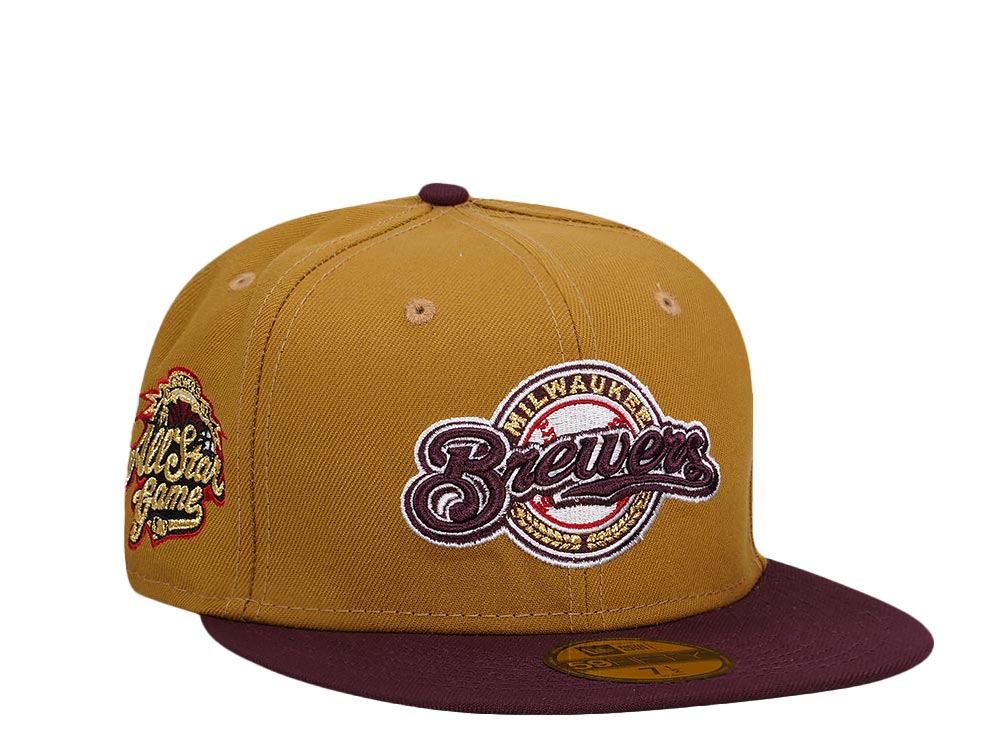 New Era Milwaukee Brewers All Star Game 2002 Old Gold Throwback Two Tone Edition 59Fifty Fitted Gorra