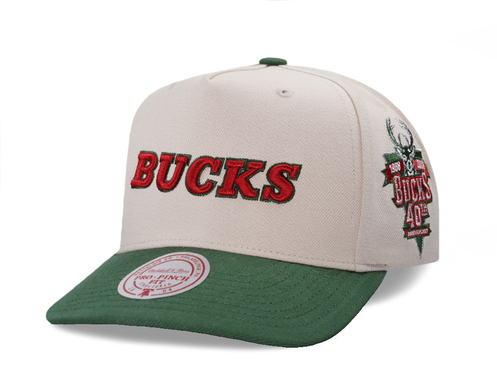 Mitchell & Ness Milwaukee Bucks 40th Anniversary Two Tone Pro Pinch A Frame Snapback Gora