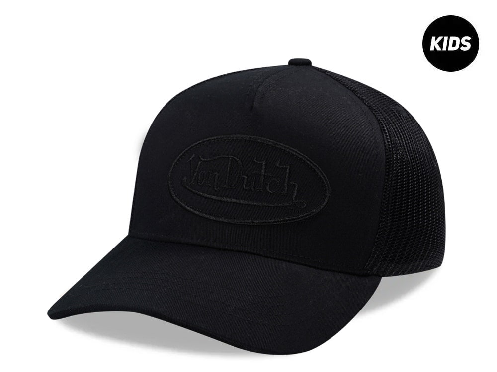 Von Dutch Oval Patch All Black Kids Edition Trucker Snapback Gorra