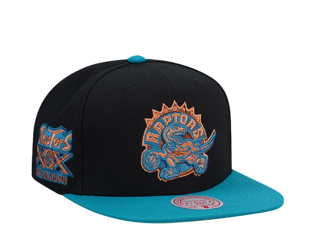 Mitchell & Ness Toronto Raptors 20th Anniversary Make Cents Black Two Tone Hardwood Classic Snapback Gorra