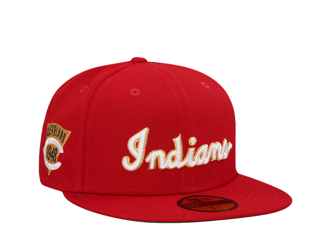 New Era Cleveland Indians 1948 Scarlet Red Throwback Edition 59Fifty Fitted Gorra