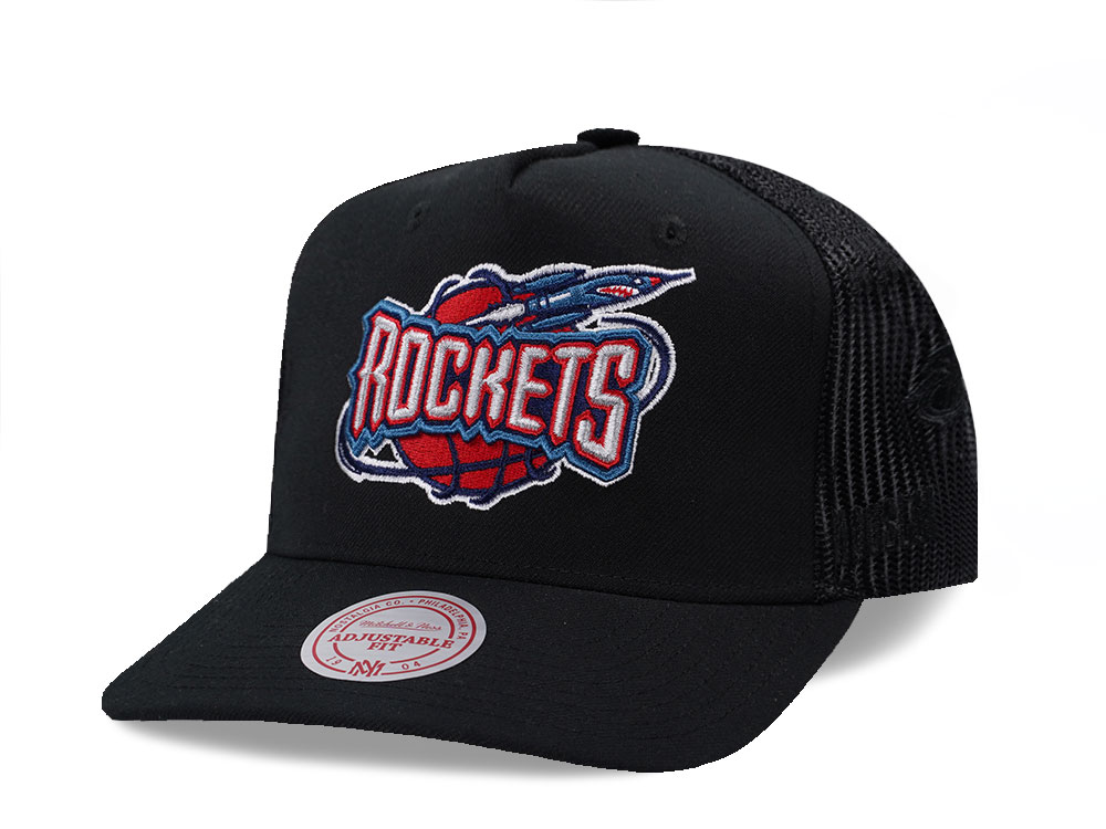 Mitchell & Ness Houston Rockets Black Monogram Trucker Edition Snapback Gora