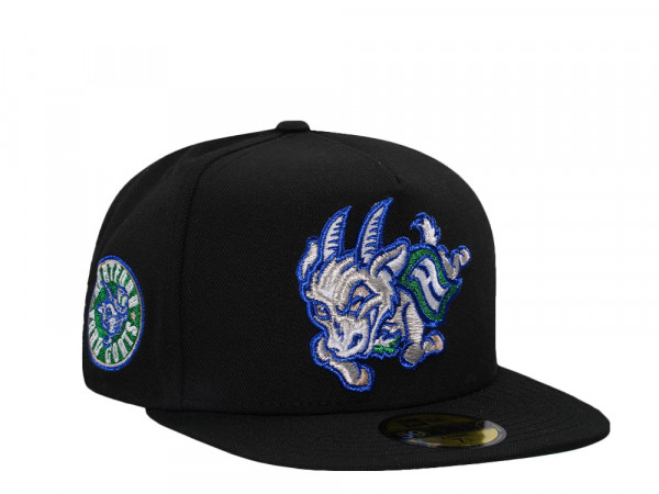 New Era Hartford Yard Goats Black Throwback Edition 59Fifty A Frame Fitted Cap