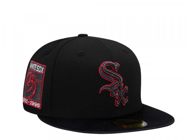 New Era Chicago White Sox 95 Years Shiny Black And Red Satin Brim 59Fifty Fitted Cap