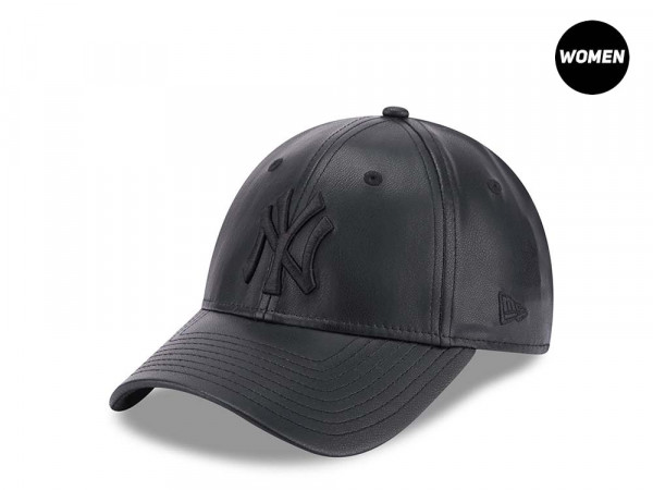 New Era New York Yankees Black Leather Womens 9Forty Snapback Cap