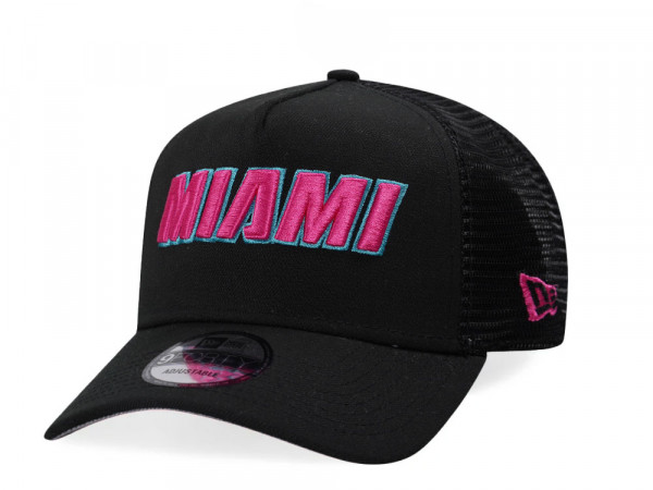 New Era Miami Heat Black Classic Trucker A Frame Snapback Cap