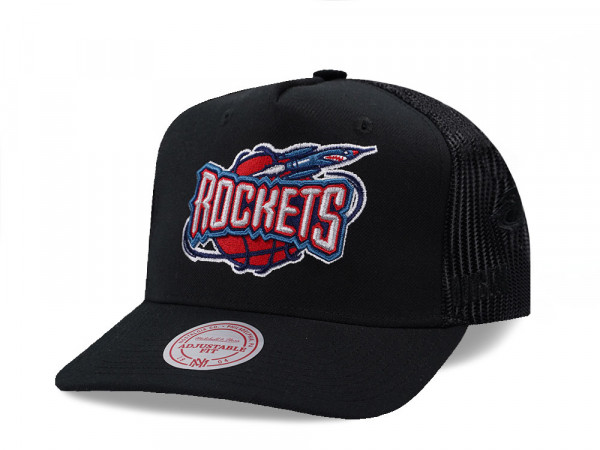 Mitchell & Ness Houston Rockets Black Monogram Trucker Edition Snapback Cap