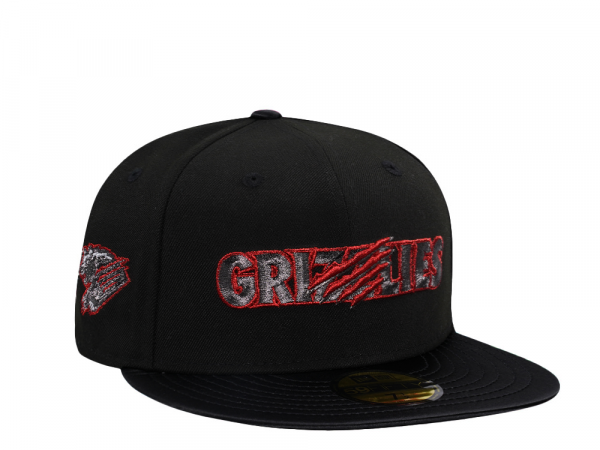 New Era Fresno Grizzlies Shiny Black and Red Satin Brim Edition 59Fifty Fitted Cap